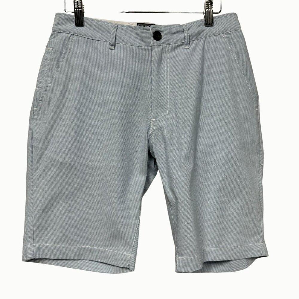 PX Clothing Men 28 Blue White Pinstripe Bermuda Chino Casual Shorts